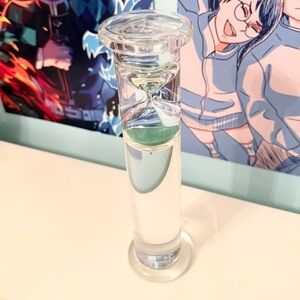 Mint green large glass hourglass